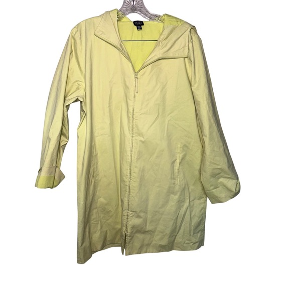 Eileen Fisher yellow‎ trench rain jacket women's size medium petite outdoors - Picture 1 of 6